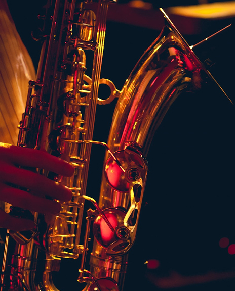 Closeup of saxophone at Bertrand’s Townhouse