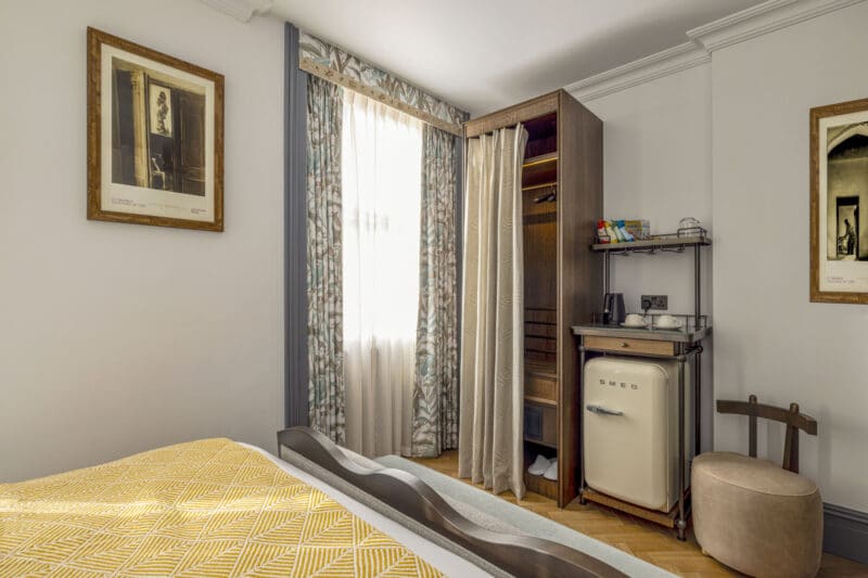 double bedroom with tea and coffee station