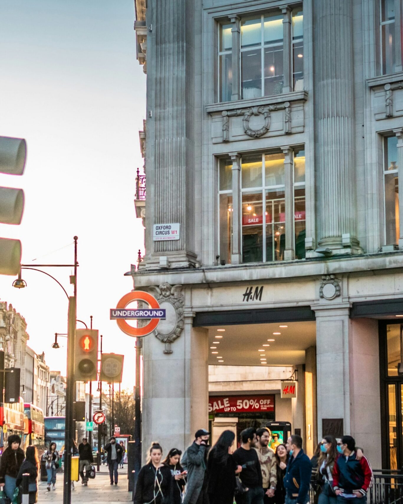 The H&M store at Oxford Circus and the street alongside